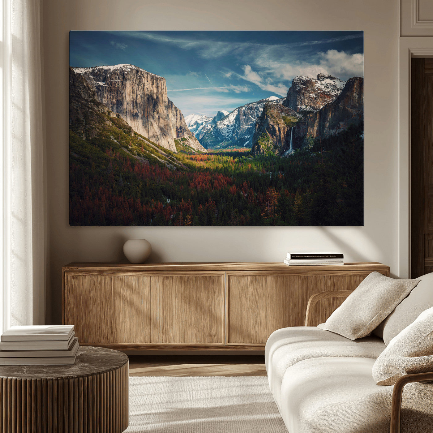 15244033-MGV-CV-36X24-Yosemite National Wall Art Canvas Print, Framed Mountain Landscape Art Picture Print, El Capitan Perfect Rustic Farmhouse Decor