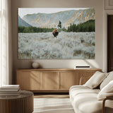 41674074-MGV-CV-36X24-Bison Wall Art – American Buffalo Wildlife Photography Canvas Print, Western Mountain Landscape Artwork Rustic Nature Decor for