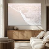 28414510-MGV-CV-36X24-Ocean Shoreline Wall Art – Minimal Coastal Beach Canvas Print, Soft Sea Foam and Sand Photography Artwork, Relaxing Nautical Decor