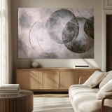 20066876-MGV-CV-36X24-Neutral Abstract Circle Wall Art – Modern Gray Beige Gold Canvas Print, Minimalist Geometric Painting for Bedroom, Living Room,