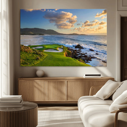 50107048-MGV-CV-36X24-Golf Course Wall Art – Coastal Ocean View Canvas Print, Scenic Fairway Landscape Decor for Office, Man Cave, Bedroom, or Living