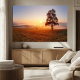 57919623-MGV-CV-36X24-Golden Sunrise Landscape Canvas Wall Art - Framed Misty Field Print, Large Nature Canvas for Living Room, Office, or Home Decor