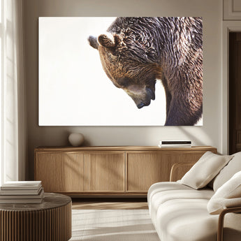 14405507-MGV-CV-36X24-Bear Wall Art – Wildlife Canvas Print with Rustic Animal Portrait and Minimalist Background, Nature Inspired Photography for