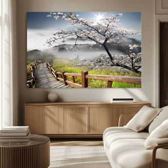 34632598CRY-MGV-CV-36X24-Sakura Cherry Blossom Pathway Canvas Wall Art – Tranquil Walk Through Blossoming Nature – Ready to Hang