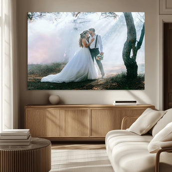 CSTM913-MGV-CV-36X24-Framed Wedding Canvas Print - Custom Wall Art Keepsake for Couples, Elegant Home Decoration Gift, Create Your Own Photo Canvas