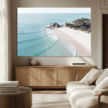 79395467-MGV-CV-36X24-Coastal Wall Art – Aerial Beach Canvas Print, Ocean Waves and Sandy Shore Photography Decor for Bedroom, Living Room, Office,