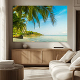 65056721-MGV-CV-36X24-Tropical Beach Wall Art – Palm Tree Coastal Photography Print, Relaxing Ocean Paradise Landscape, Island Seascape Home or Office