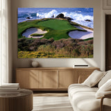 22776914-MGV-CV-36X24-Golf Course Wall Art – Oceanfront Green Canvas Print, Coastal Pebble Beach Photography Sports Decor for Living Room, Office, Man