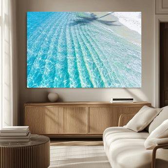 17528159-MGV-CV-36X24-Tropical Ocean Wall Art – Turquoise Water Canvas Print, Crystal Clear Beach Waves Photography Coastal Decor for Living Room,