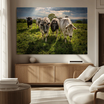 67277447-MGV-CV-36X24-Farmhouse Wall Art – Herd of Cows Canvas Print, Rustic Country Pasture Photography Decor for Bedroom, Living Room, Office, Ranch,
