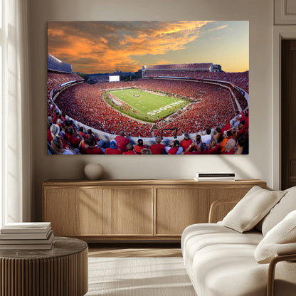 73680988-MGV-CV-36X24-Sanford Stadium Wall Art – Georgia Bulldogs Football Sunset Game Canvas Print, College Sports Decor for Man Cave, Bar, Office, or