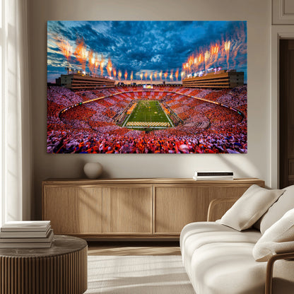 94266219-MGV-CV-36X24-Neyland Stadium Wall Art – Tennessee Volunteers Checkerboard Game Day Canvas Print, College Football Fireworks Decor for Man Cave