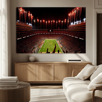 73358115-MGV-CV-36X24-Tennessee Volunteers Wall Art – Neyland Stadium Fireworks Night Game Canvas Print, Vols Football Checkerboard Endzone Sports Decor