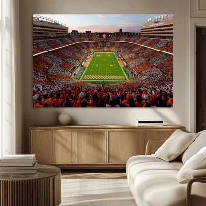 37160229-MGV-CV-36X24-Tennessee Volunteers Wall Art – Neyland Stadium Sunset Checkerboard Game Canvas Print, Vols Football Panorama Sports Decor