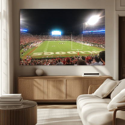 16230786-MGV-CV-36X24-Georgia Bulldogs Stadium Wall Art – Night Game Football Field Canvas Print, Panoramic Sports Decor for Home, Office, Fan Cave