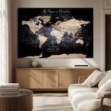 51488142-MGV-CV-36X24-Personalized World Map Wall Art – Dark Rustic Adventure Travel Map with Custom Names, Vintage Wall Decor for Couples, Families or