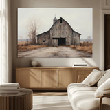90499-MGV-CV-36X24-Old Barn Wall Art Canvas Print, Framed Rustic Barn Art Picture Print, Abandoned Farm Perfect Rustic Farmhouse Decor Artwork