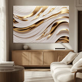 41237-MGV-CV-36X24-Gold Waves Wall Art Canvas Print, Framed Elegant Flow Art Picture Print, Luxury Layers Perfect Minimal Luxe Decor Artwork