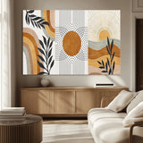 32359-MGV-CV-36X24-Modern Sun Wall Art Canvas Print, Framed Retro Horizon Art Picture Print, Sunburst Design Perfect Mid Century Boho Decor Artwork