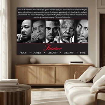 45112-MGV-CV-36X24-Black Icons Wall Art Canvas Print, Framed Thinker Art Picture Print, Motivational Quote Perfect Cultural Modern Decor Artwork