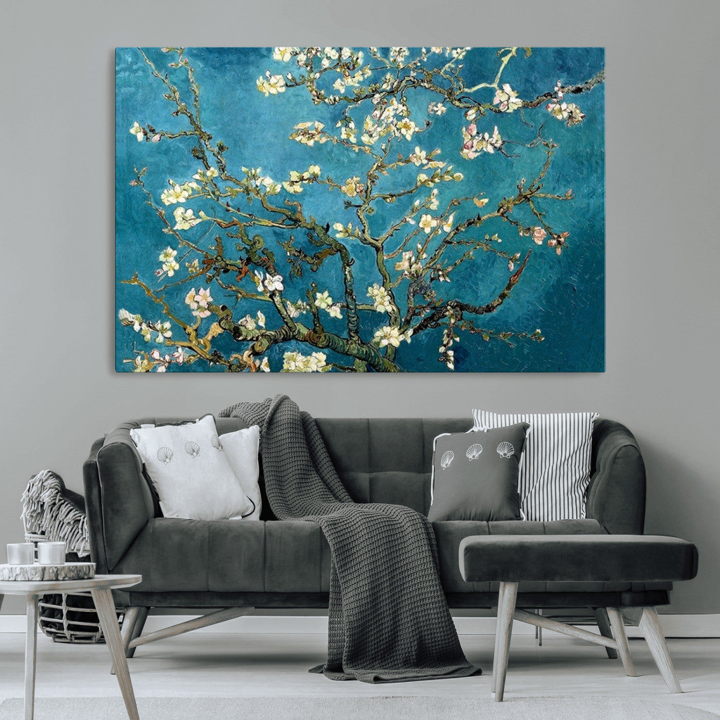 91714-MGV-CV-36X24-Almond Blossoms Wall Art – Handcrafted Van Gogh Inspired Floral Canvas Print, Beautiful Nature Decor for Living Room, Bedroom, or