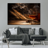 92305-MGV-CV-36X24-Whiskey & Cigar Wall Art – Moody Whiskey and Cigar Canvas Print, Sophisticated Bar or Home Lounge Decor for Office, Man Cave or