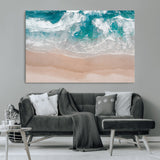 39236-MGV-CV-36X24-Ocean Beach Wall Art – Aerial View of Waves and Sand Canvas Print, Coastal Home Decor for Living Room, Bedroom, Office or Beach