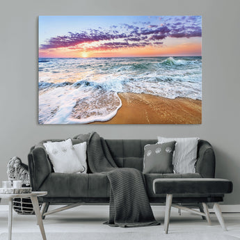 53006-MGV-CV-36X24-Ocean Beach Sunset Wall Art – Vibrant Seascape Canvas Print, Coastal Home Decor for Living Room, Bedroom, Office or Beach House