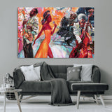 24452-MGV-CV-36X24-Vibrant Jazz Musician Painting - Expressive Art Print of Live Jazz Band, Perfect Wall Decor for Music Lovers and Art Enthusiasts