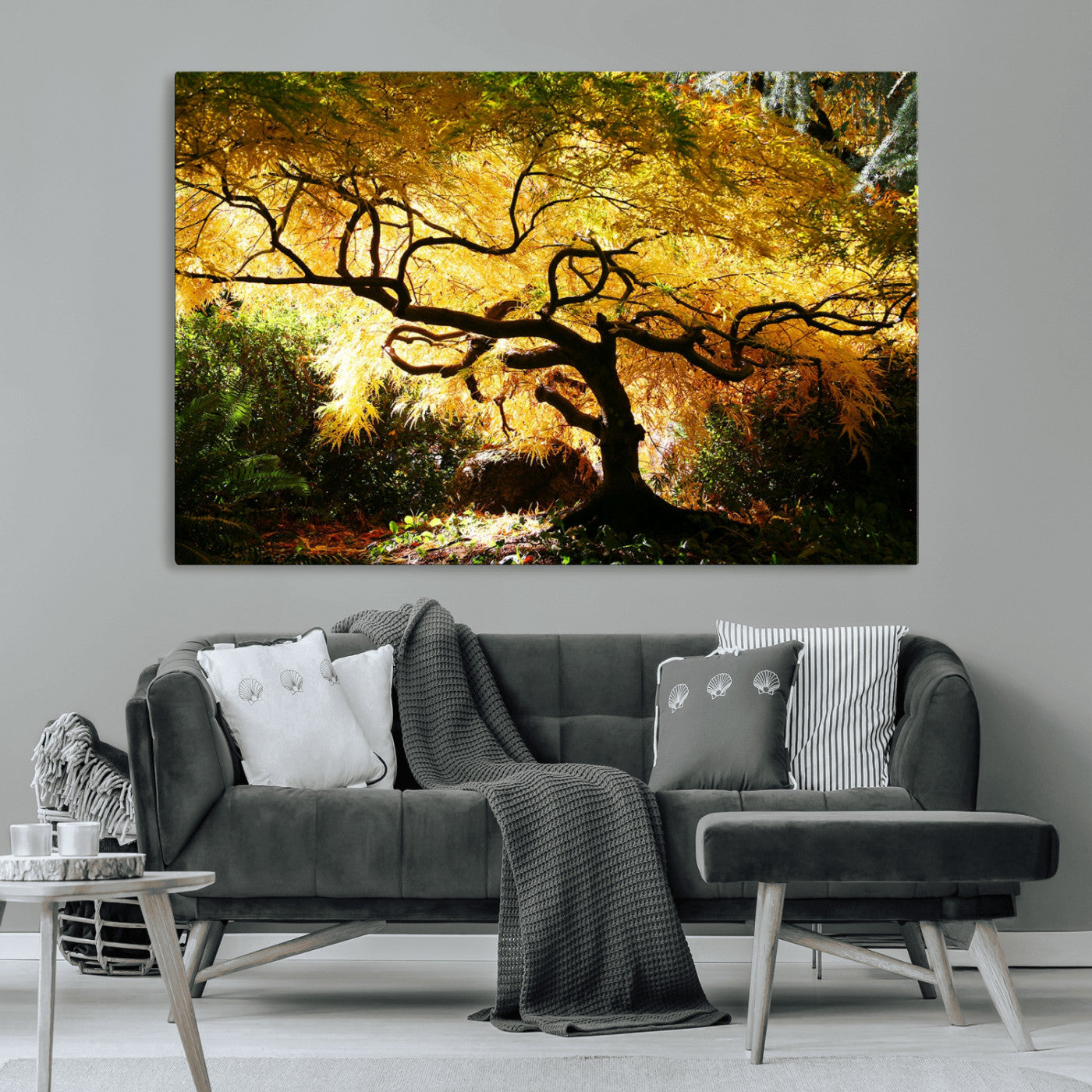 19067-MGV-CV-36X24-Golden Canopy Wall Art – Panoramic Autumn Tree Canvas Print, Warm Seasonal Decor for Living Room, Office or Garden Space