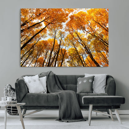 11823-MGV-CV-36X24-Golden Autumn Tree Canopy Wall Art – Stunning Fall Forest Leaves Print, Warm Seasonal Nature Decor for Home, Office or Cabin