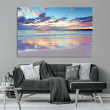 64882-MGV-CV-36X24-Tranquil Sunset Beach Wall Art – Panoramic Ocean Reflection Canvas Print, Calm Coastal Decor for Bedroom, Living Room or Office