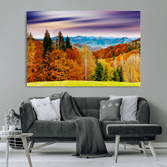 58007-MGV-CV-36X24-Autumn Mountain Landscape Wall Art – Stunning Fall Forest Canvas Print, Cozy Nature Decor for Home or Office