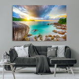 23769-MGV-CV-36X24-Tropical Beach Sunset Wall Art – Serene Ocean Canvas Print, Coastal Landscape Decor for Living Room, Bedroom or Office, Peaceful