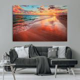77723-MGV-CV-36X24-Sunset Beach Wall Art – Vibrant Ocean Waves and Golden Horizon Canvas Print, Coastal Seascape Photography Home Decor