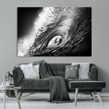 22702-MGV-CV-36X24-Black and White Ocean Wave Wall Art – Powerful Surf Curl Photography Canvas Print, Modern Coastal Decor for Living Room, Office or
