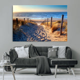 31889-MGV-CV-36X24-Sandy Beach Pathway Wall Art – Coastal Dune Fence and Ocean View Canvas Print, Relaxing Seaside Landscape Decor for Living Room or