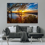 71863-MGV-CV-36X24-Lake Sunset Wall Art – Scenic Nature Canvas Print with Trees and Golden Sky, Serene Landscape Decor for Living Room, Bedroom or