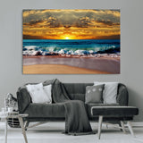 83389-MGV-CV-36X24-Ocean Sunrise Wall Art – Vibrant Beach Waves Canvas Print, Coastal Seascape Decor for Living Room or Office