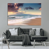 42253-MGV-CV-36X24-Serene Beach Waves Wall Art – Tranquil Ocean Horizon Canvas Print, Coastal Seascape Decor for Living Room or Office Wall