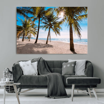 98175-MGV-CV-36X24-Tropical Palm Beach Wall Art – Relaxing Ocean Shore Canvas Print with Palm Trees, Coastal Summer Decor for Living Room, Bedroom or