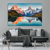 88453-MGV-CV-36X24-Mountain Lake Wall Art – Snow-Capped Peaks Reflected in Alpine Water Canvas Print, Nature Landscape Wall Decor for Living Room or