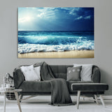 84116-MGV-CV-36X24-Ocean Wave Wall Art – Blue Sea and Beach Canvas Print, Coastal Seascape Photography Artwork for Living Room, Bedroom, or Office