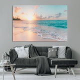 89767-MGV-CV-36X24-Ocean Sunset Wall Art – Serene Beach Canvas Print with Pastel Sky and Waves, Coastal Seascape Artwork for Bedroom, Living Room, or