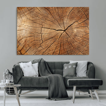 61710-MGV-CV-36X24-Tree Rings Wall Art – Rustic Wood Grain Canvas Print of Tree Trunk Cross Section, Nature Inspired Decor for Cabin, Office, Living