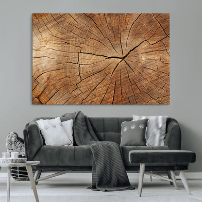 61710-MGV-CV-36X24-Tree Rings Wall Art – Rustic Wood Grain Canvas Print of Tree Trunk Cross Section, Nature Inspired Decor for Cabin, Office, Living