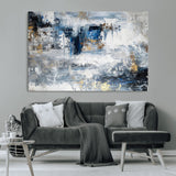 59716-MGV-CV-36X24-Abstract Blue and Gold Wall Art – Modern Textured Canvas Print, Contemporary Painting for Living Room, Bedroom, or Office Decor