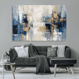 44344-MGV-CV-36X24-Abstract Blue and Gold Wall Art – Modern Hand Painted Canvas Print, Contemporary Textured Painting for Living Room, Bedroom or