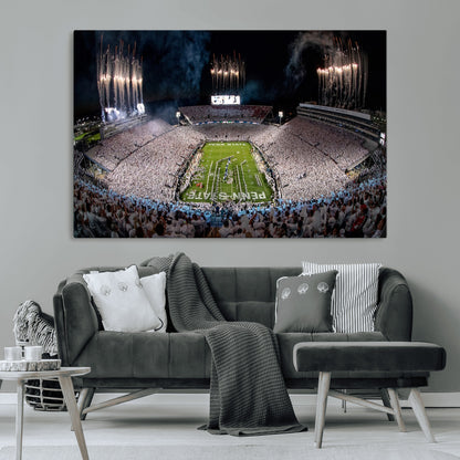 11391-MGV-CV-36X24-Penn State Stadium Wall Art – Panoramic White Out Football Game Canvas Print, College Sports Decor for Office, Man Cave, or Living