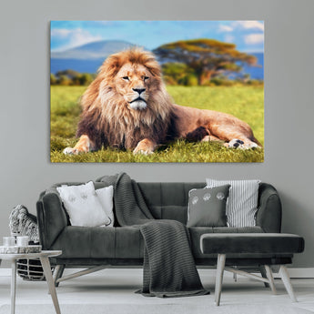 67826-MGV-CV-36X24-Majestic Lion Wall Art – King of the Jungle Canvas Print, Safari Wildlife Decor for Living Room, Office, or Man Cave